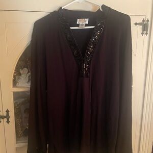 Talbots Brown Sequin Detail Top 1X